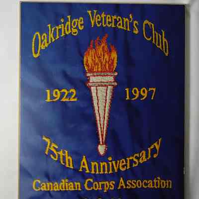 Oakridge veteran's club 75th anniversary - Canadian Corps Association unit 22 - plaque