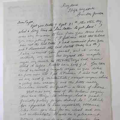 Letter to W.H Anger from Harry Anger