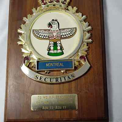 Montreal WO H.P Beauvais FMC HQ 1 & S section plaque