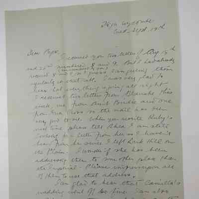 Letter from Harry Anger to his father W.H. Anger - September 1917