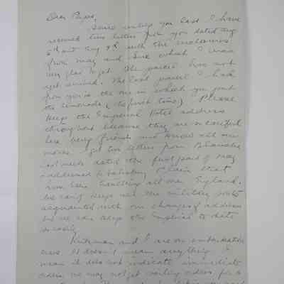 Letter from Harry Anger to his father W.H. Anger - September 3rd 1917