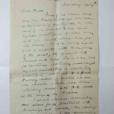 Letter from Harry Dell Anger to his father - April 8th 1917