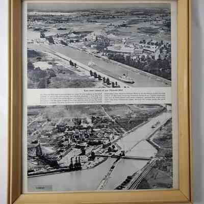Framed photograph of two different view points of the Thorold Mill