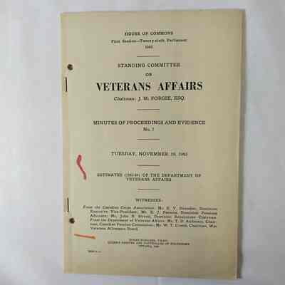 Standing committee on Veterans Affairs meeting minutes - 1963