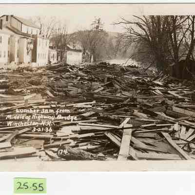 Lumber Jam from Middle of Highway Bridge Winchester, N.H. 3-21-36 174.