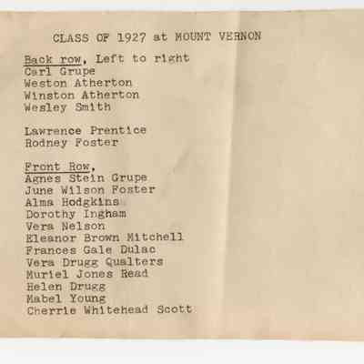 Class of 1927 at Mount Vernon