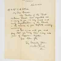 Letter from First Unitarian Church to Mr. & Mrs. Lewis H. Latimer