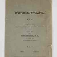          Historical Research: A Paper Read Before the Negro Society for Historical research; The image shows a vintage document titled 