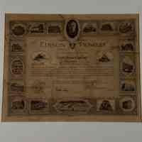 Edison Pioneers Membership Certificate for Lewis Howard Latimer