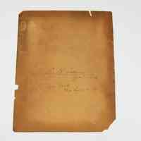 Document Cover Page Inscribed with Lewis H. Latimer’s Name and Address