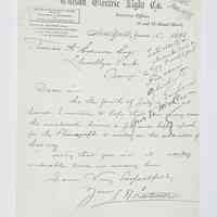 Letter from Lewis H. Latimer to Thomas A. Edison (June 16, 1888)