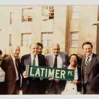 Lewis Latimer Family Members Holding “Latimer Place” Sign