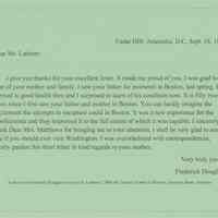          Survey #63 - Letter from Frederick Douglass to Lewis H. Latimer (September 16, 1894) picture number 2
   