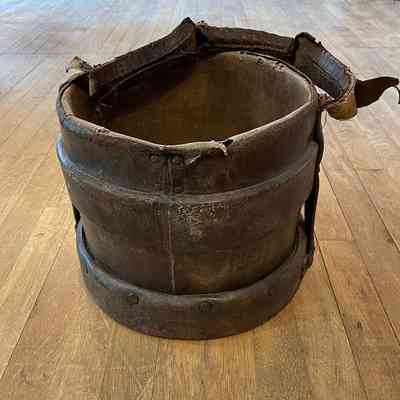 Leather and canvas bucket