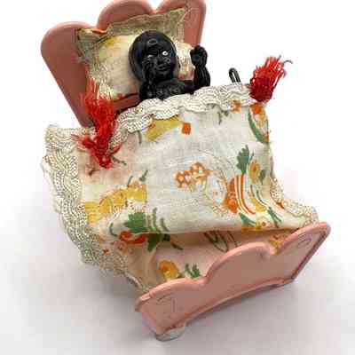 Childs Dolls House Baby in cot
