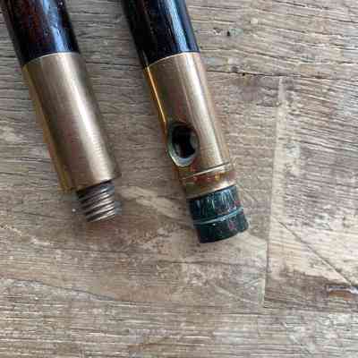 Gun cleaning rod detail of screw to fix the two parts together