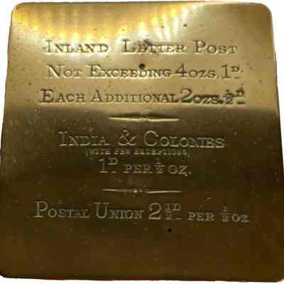 Detail of weigh plate of post office scales