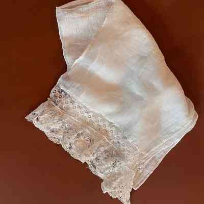 Silk scarf with lace edging