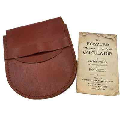 The Fowler Calculator leather pouch and instruction manual
