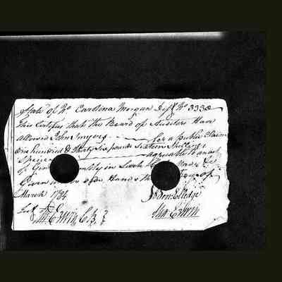 A 1784 pay voucher to Johannes Shmyer for 136 pounds for material aid to Revolutionary War
