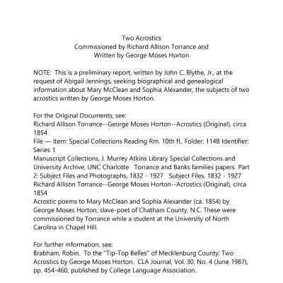Who Were Sophia Alexander and Mary McClean?