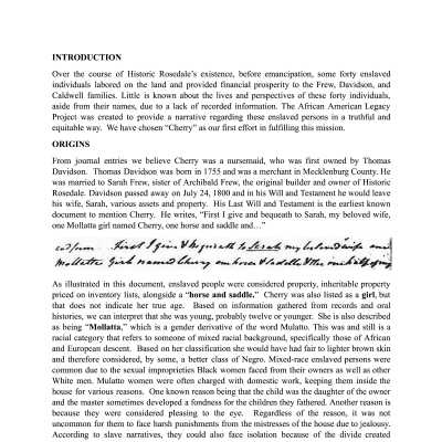 Enslaved Person - Cherry, a slave