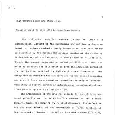 Torance Store Purchases for Inventory 1805 - 1825