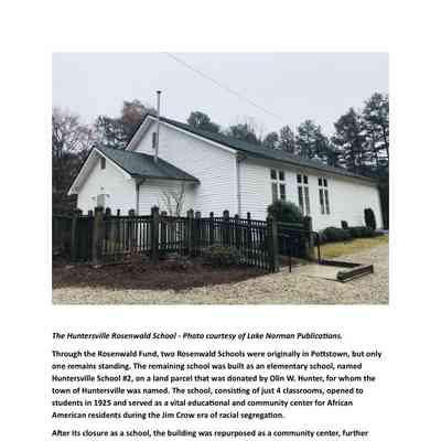 Rosenwald School: "click " on the link at the top of this page to read the 31-page report from Mecklenburg County Historic Landmark Commission