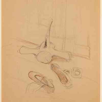 Recto: Untitled (Study of Ballet Slippers and Whale Vertebra); Verso: Untitled (Study of Landscape Through Window, Clothesline and Hills)