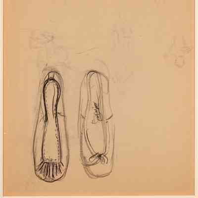 Recto: Untitled (Study of Ballet Slippers, One Seen from Top, One Seen from Bottom); Verso: Untitled (Study of Bench in Front of Window with View of Sea)