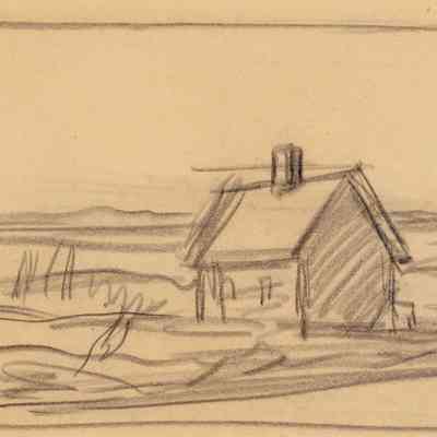 Recto: Untitled (Study of Cape-style House); Verso: Untitled (Study of Shoreline)