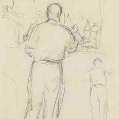 Recto: Untitled (Study of Edward at Easel, Working on The Lee Shore); Verso: Untitled (Studies of Edward, Seen from Rear)