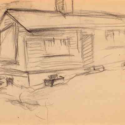 Recto: Untitled (Study of Hopper House Exterior Looking East); Verso: Untitled (Study of Vase and Whale Vertebra)