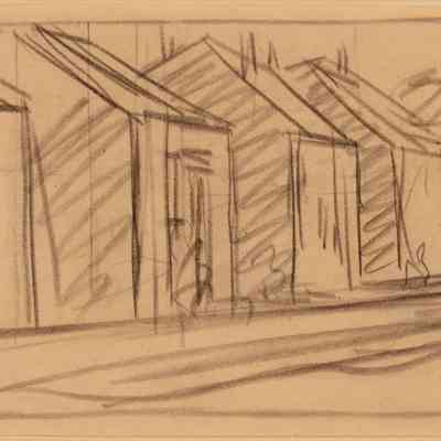 Recto: Untitled (Study of Five Small Buildings, likely for Sea Watchers); Verso: Untitled (Study of Two Small Buildings, likely for Sea Watchers)