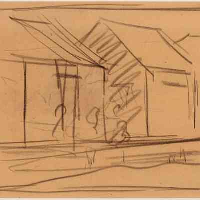 Recto: Untitled (Study of Two Small Buildings, likely for Sea Watchers) Verso: Untitled (Study of Two Small Buildings, likeli for Sea Watchers)