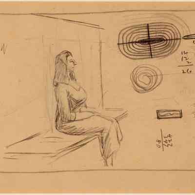 Recto: Untitled (Study of Seated Woman, Back to Wall); Verso: Untitled (Study of Landscape)