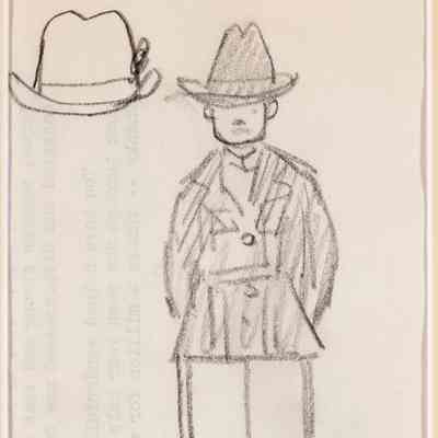 Untitled (Sketch of Man in Fedora, inscribed "Eddy in fedora, Oct 23 1952")