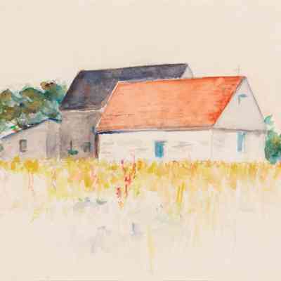 Untitled (House in Field, Three Roofs)