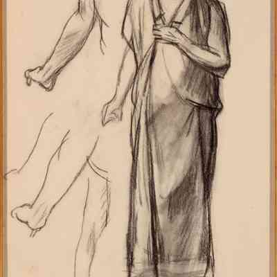 Untitled (Study of Arms at Left, Woman in Robe at Right)