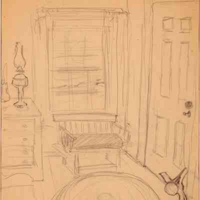Untitled (Study of Bench Under Window in Between Desk and Door, likely Hopper House)