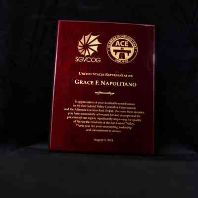 Wooden Plaque, San Gabriel Valley Council of Governments (SGVOG) and the Alameda Corridor-East (ACE) Project