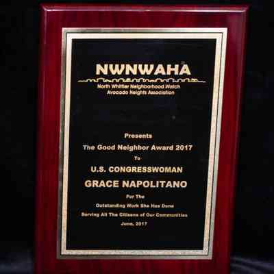 Wooden Plaque, North Whittier Neighborhood Watch Avocado Heights Association (NWNWAHA)