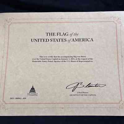 Certificate from Architect of the Capitol