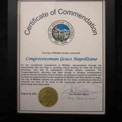 Certificate of Commendation, City of Whittier