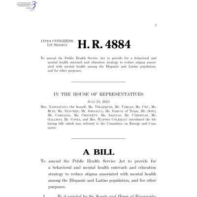 H.R. 4884, the Mental Health for Latinos Act