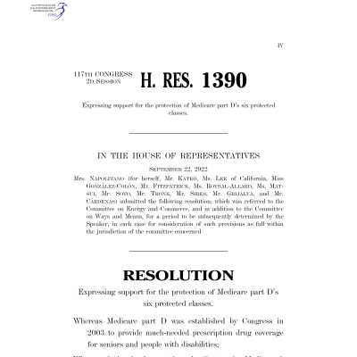 H.Res. 1390, Medicare Part D Six Protected Classes Resolution