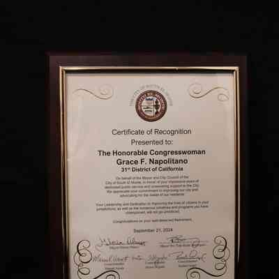 Wooden Certificate, City of South El Monte