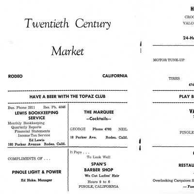 Ads from Pinole-Hercules Youth Memorial Building book 1955