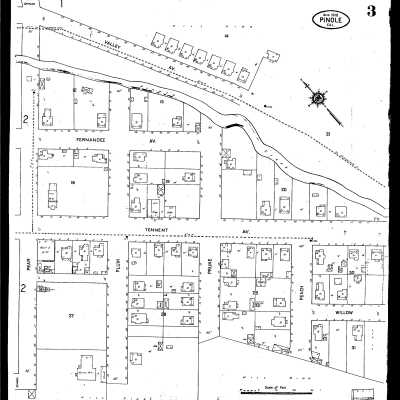 Brandt cottages with 1910 map: Pinole 1910 No3 (Brandt cottages)