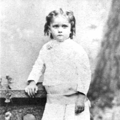 Ellerhorst, Frances, age 4 (Vincent): Frances L. Ellerhorst posed for this portrait at age 4 in 1878. She began teaching at the Sheldon School in 1895 at the age of 21. She taught in Pinole schools and was principal for 40 years at the Pinole-Hercules School #1, the school on the hill, retiring in 1940.